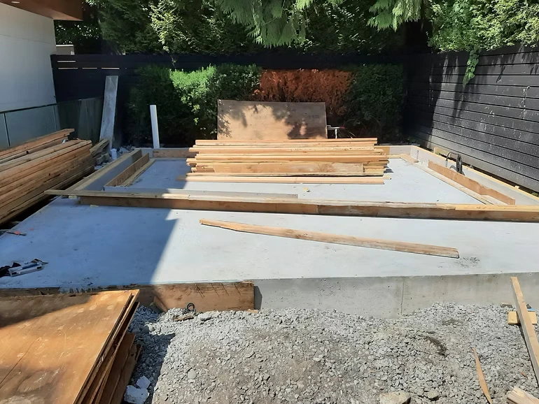 Concrete foundation work at Inglewood, West Vancouver